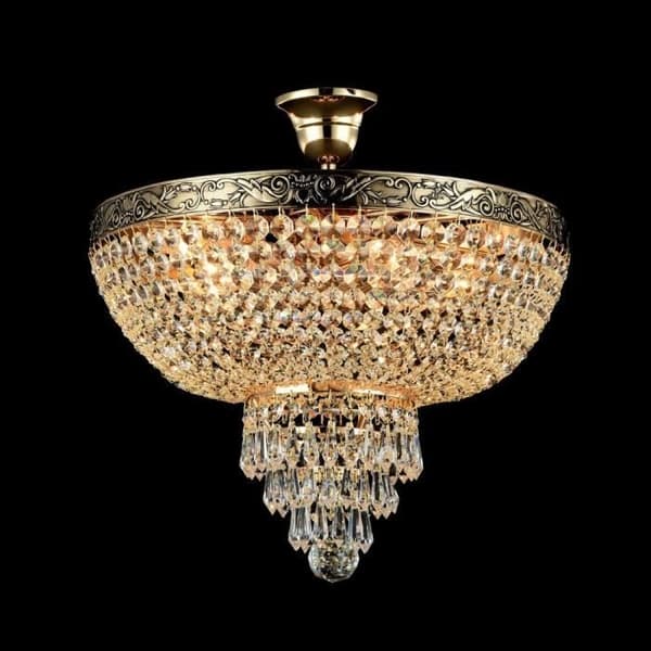Palace Semi-Flush Mount Taklampa, antikguld och kristall, 5 lampor, E27