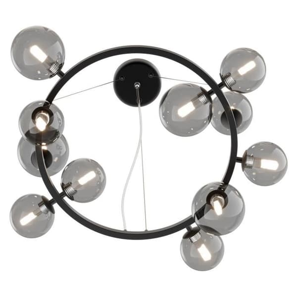 Maytoni Dallas Modern 1 Globe svart taklampa, rökt skärm, G9