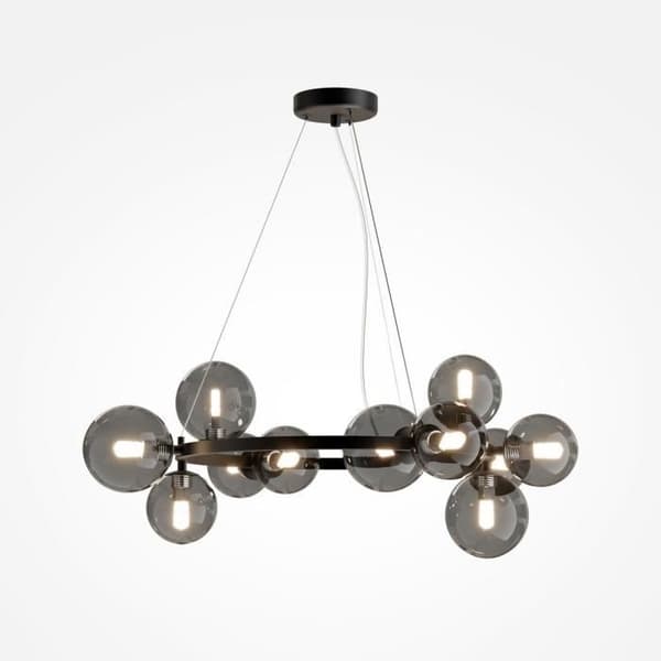 Maytoni Dallas Modern 1 Globe svart taklampa, rökt skärm, G9