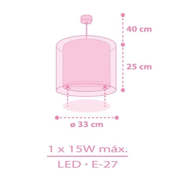 Pendel för barn - DALBER - Enhörningar - Rosa - PVC - LED - 1 glödlampa(r)
