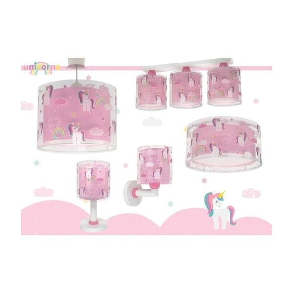Pendel för barn - DALBER - Enhörningar - Rosa - PVC - LED - 1 glödlampa(r)