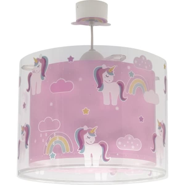 Pendel för barn - DALBER - Enhörningar - Rosa - PVC - LED - 1 glödlampa(r)