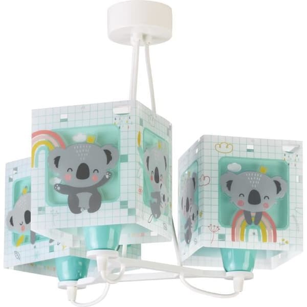 Dalber - 3-ljus hänglampa för barn - Koala - Koala motiv, L 39 cm, H 30 cm, Grön