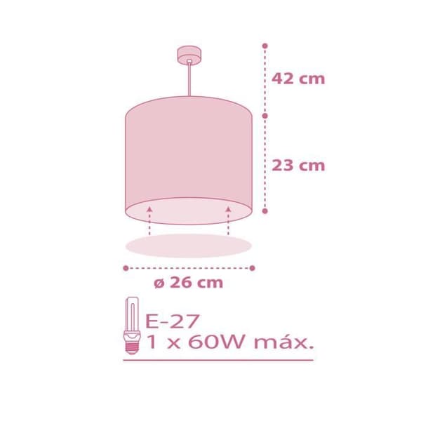 Dalber Sweet Dreams taklampa för barn med rosa hjärtmotiv - L 26 cm H 30 cm