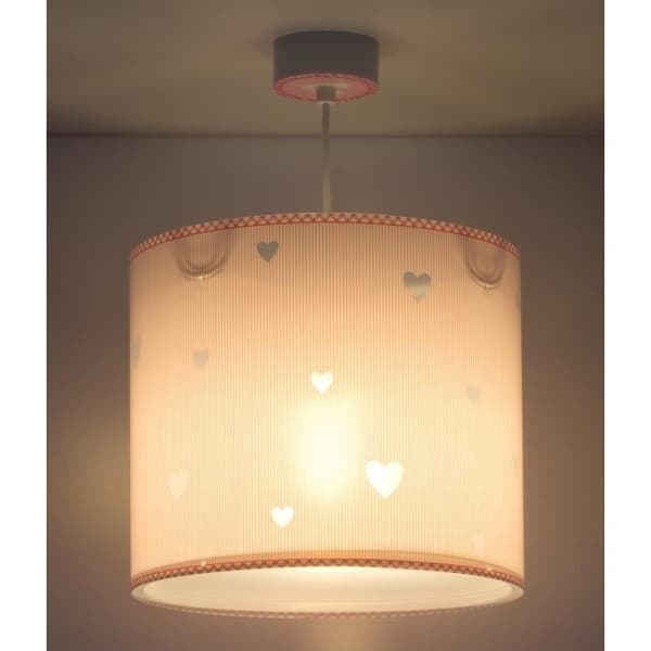 Dalber Sweet Dreams taklampa för barn med rosa hjärtmotiv - L 26 cm H 30 cm