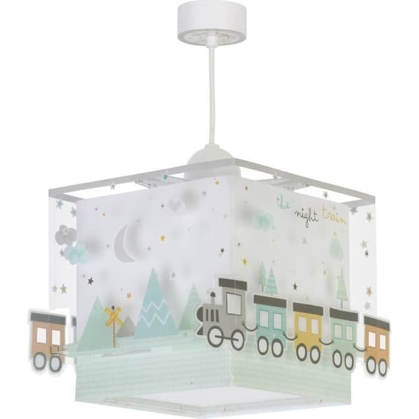 Dalber - Barnhängande lampa - Nattåget - Tågmotiv, L 32 cm, H 21,5 cm, Vit