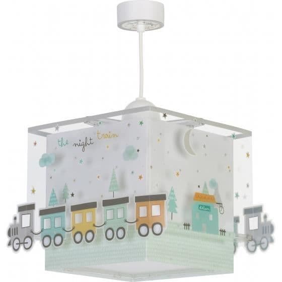 Dalber - Barnhängande lampa - Nattåget - Tågmotiv, L 32 cm, H 21,5 cm, Vit