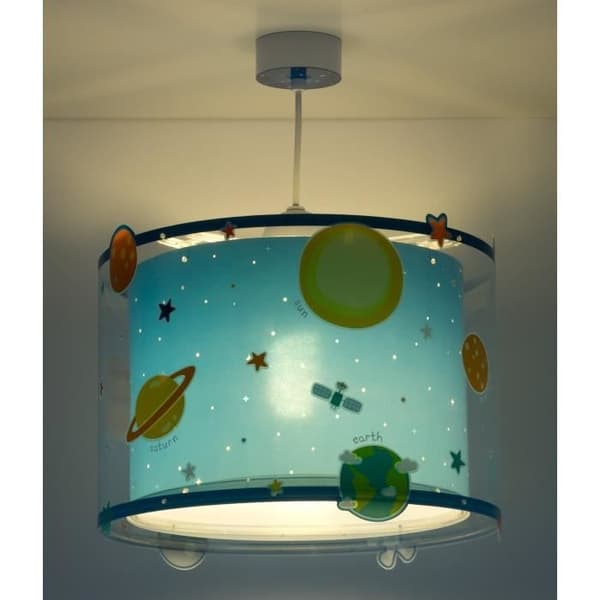 Dalber - Hänglampa för barn - Planeter - Solsystemets planeter, L 33 cm, H 25 cm, Blå