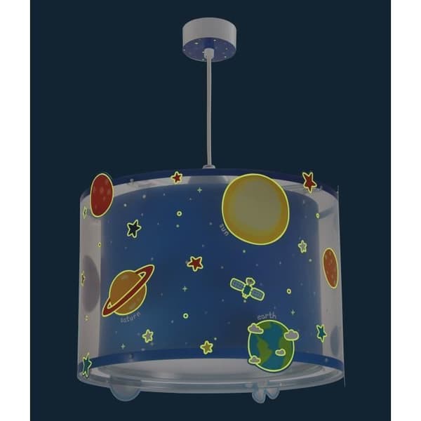 Dalber - Hänglampa för barn - Planeter - Solsystemets planeter, L 33 cm, H 25 cm, Blå