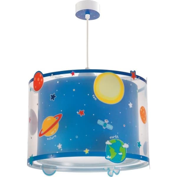Dalber - Hänglampa för barn - Planeter - Solsystemets planeter, L 33 cm, H 25 cm, Blå