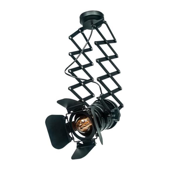 Vintage Cinema Lamp - Märke - Mattsvart - Utdragbar - E27 Sockel - 40W max.