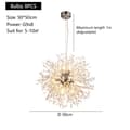 Miniatyrbillede 2 af 2: Krystal Pusteblomst Lysekrone, Justerbar Højde, Dæmpbar Belysning,led lightTre-farvet dæmpbar LED-lys, Sølv 8 hoveder