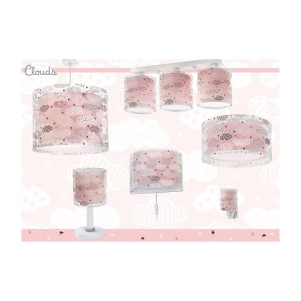 Barnsäng - DALBER - Moln motiv rosa - PVC lampskärm - L 33 cm, H 25 cm