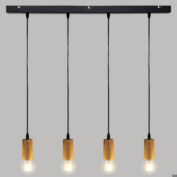 Ays Natural Wooden Pendel Lamp L 80 - ATMOSPHERA - Svart - 1 glödlampa