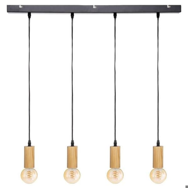 Ays Natural Wooden Pendel Lamp L 80 - ATMOSPHERA - Svart - 1 glödlampa