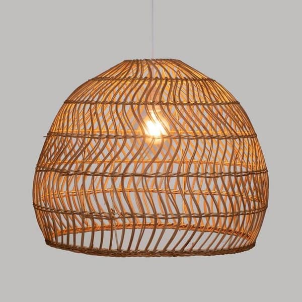 Rotting och metall taklampa ATMOSPHERA - D 58 cm - Beige