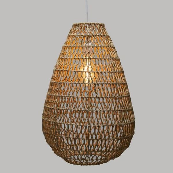 Pendellampa i metall och papper - ATMOSPHERA - H 55 cm - Beige