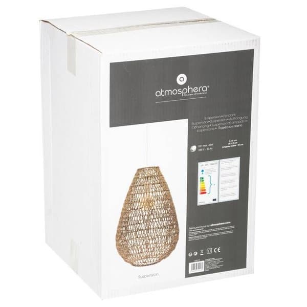 Pendellampa i metall och papper - ATMOSPHERA - H 55 cm - Beige