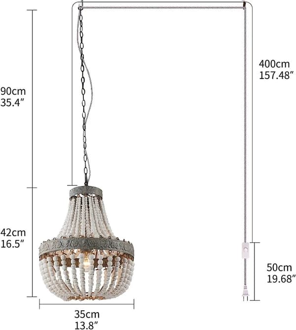 Træperle Lysekrone, Stilfuldt Vintage Design, Justerbare Belysningsmuligheder,YY-P141001SS-CT