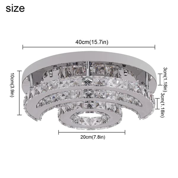 Moderne K9 Krystal Lysekrone, 36W LED Belysning, Stilfuld Flush Mount Design,D40 cm, foranderlig