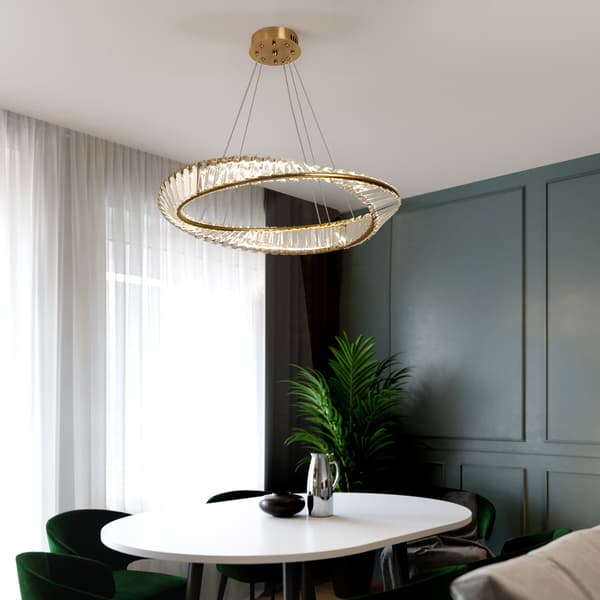 Krystal Loftlampe, Justerbar Højde, Moderne Stil,60 cm, 3 farver Skiftelig