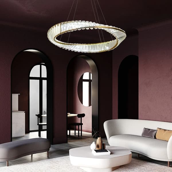 Krystal Loftlampe, Justerbar Højde, Moderne Stil,60 cm, 3 farver Skiftelig