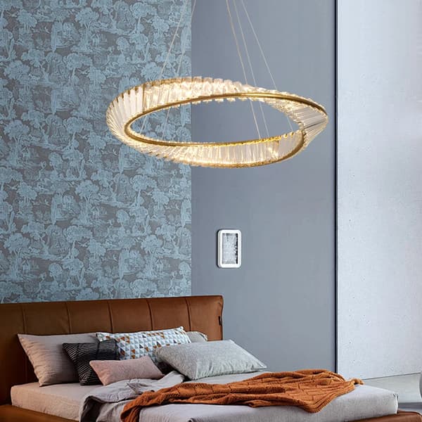 Krystal Loftlampe, Justerbar Højde, Moderne Stil,60 cm, 3 farver Skiftelig