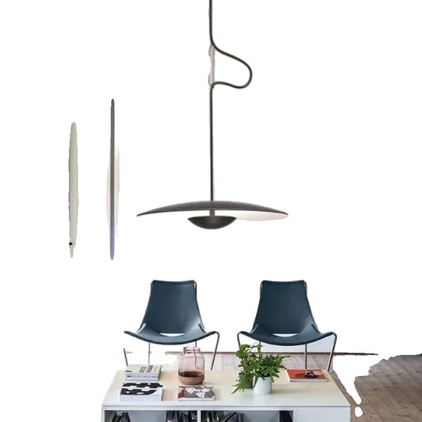 Moderne Pendellampe, LED-kilde, Ledningsinstallation,varmt lys, D60CM, sort