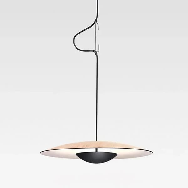 Modern taklampa, LED-källa, installationskabel,Träådring, varmt ljus, D 35CM