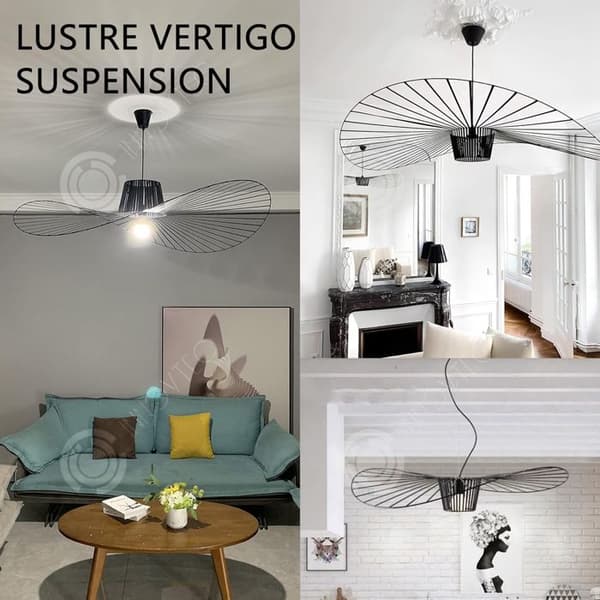 INN Pendellampa 220v 60cm justerbar lampa i 3 färger LED-upphängning halmhatt form ljuskrona vertigo suspensio