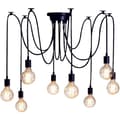 Miniatyrbild 1 av 4: TD® 8 Head E27 Retro Industrial Loft DIY Ljuskrona Ljusarmaturer Vintage Justerbar Flush Mount Pendel Taklampa (utan glödlampa)