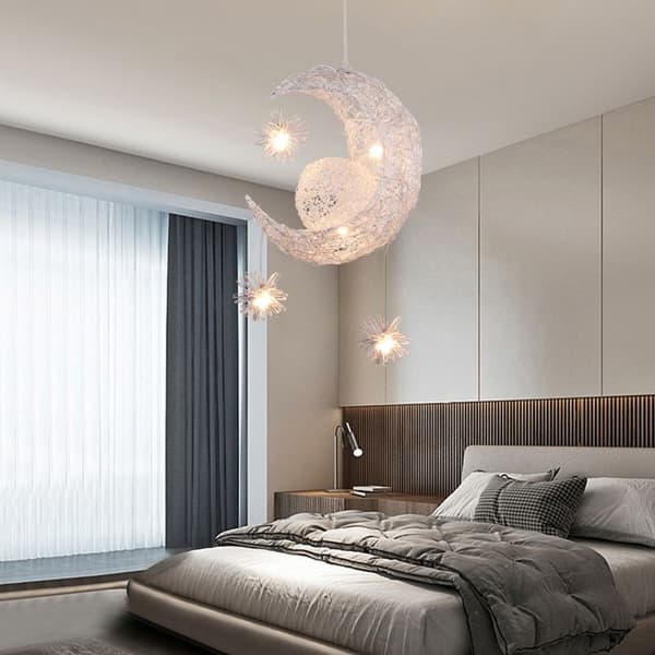 Dekorativt hängande ljus Moon Star aluminium ljuskrona 40*110 lampa för barn sovrum café vardagsrum arbetsskåp Shop. tillförsel