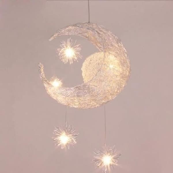 Dekorativt hängande ljus Moon Star aluminium ljuskrona 40*110 lampa för barn sovrum café vardagsrum arbetsskåp Shop. tillförsel