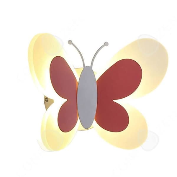 CONFO® Kreativ personlighet fjäril barnrum LED sänglampa sovrum bakgrund vägglampa (rosa + vit