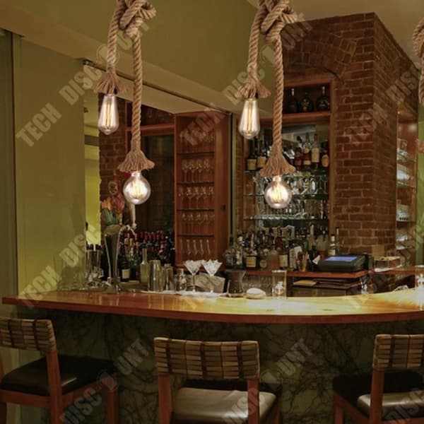 TD® Hamp Rope Chandelier Cafe Chandelier Bar Style American Country Double Head Restaurant Retro Chandelier