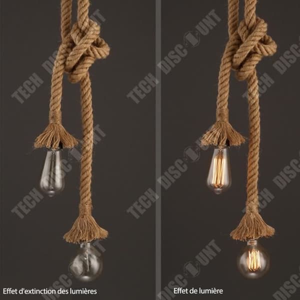 TD® Hamp Rope Chandelier Cafe Chandelier Bar Style American Country Double Head Restaurant Retro Chandelier