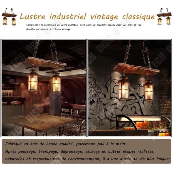 TD® Amerikansk retro ljuskrona restaurang bar internetcafé klädbutik hot pot shop frisersalong massivt trä lampor