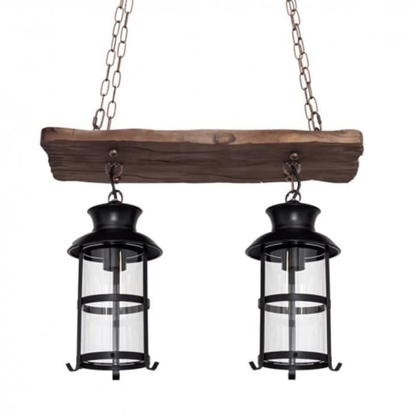 Rustik taklampa - FAB - Cortijo - 2 lampor - Brun - Glas