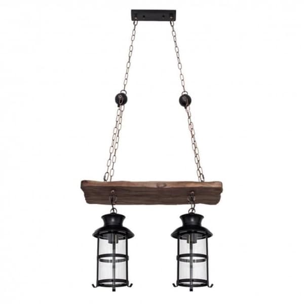 Rustik taklampa - FAB - Cortijo - 2 lampor - Brun - Glas