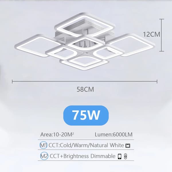 Moderne LED Loftkrystal, Dæmpbar med Fjernbetjening, Kold/Varm/Naturlig Hvidt Lys,FX4-4, APP med RC Dæmpbar