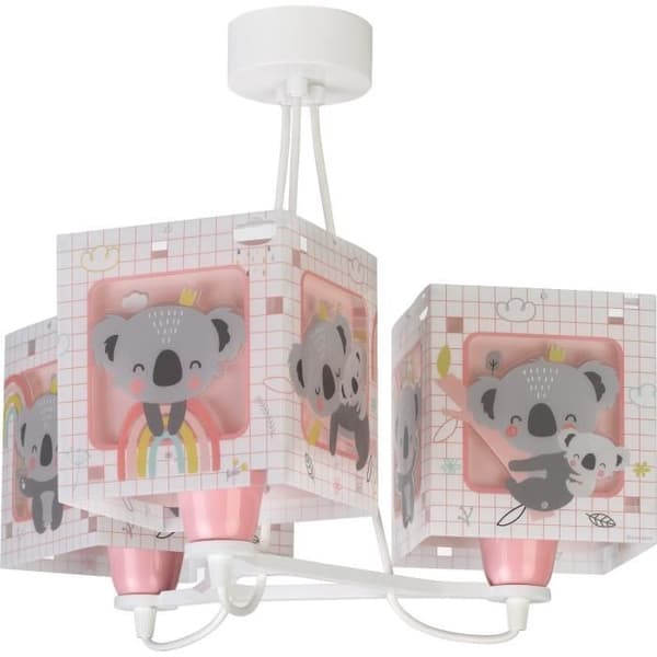 Dalber - 3-ljus hänglampa för barn - Koala - Koala motiv, L 39 cm, H 30 cm, Rosa