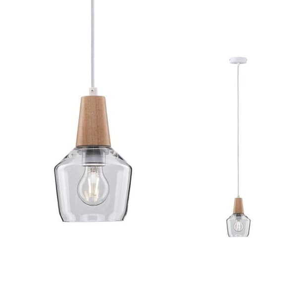 Paulmann 79745 Neordic Ylvie Pendelarmatur, max. 1x20W, E27, klar, 230V, glas/trä - 797,45