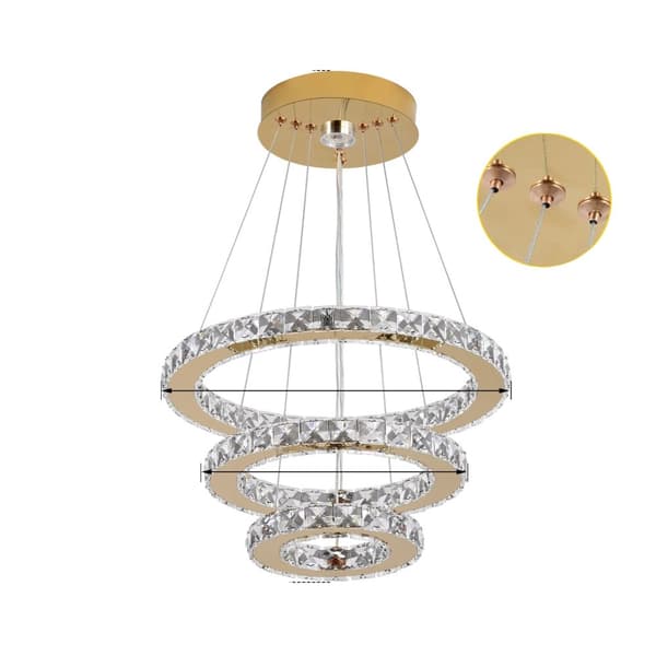 Kristallpendellampa, justerbar höjd, fjärrkontrollsfunktionalitet,Med fjärrkontroll, 20 30 40cm-guld