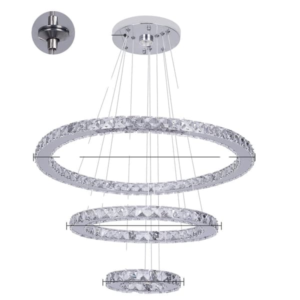 Kristallkrona, Fjärrkontrollsfunktion, Justerbar Höjd, Modern Design,Med fjärrkontroll, D20x40x60cm-Silverfärgad