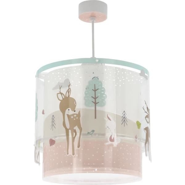 Dalber - Barnhängande lampa - Loving Deer - Rådjursmotiv, L 26 cm, H 25 cm, Vit och grön