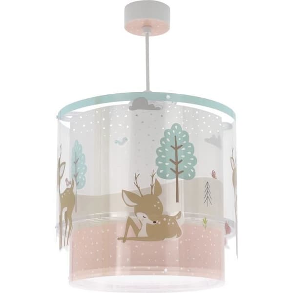 Dalber - Barnhängande lampa - Loving Deer - Rådjursmotiv, L 26 cm, H 25 cm, Vit och grön