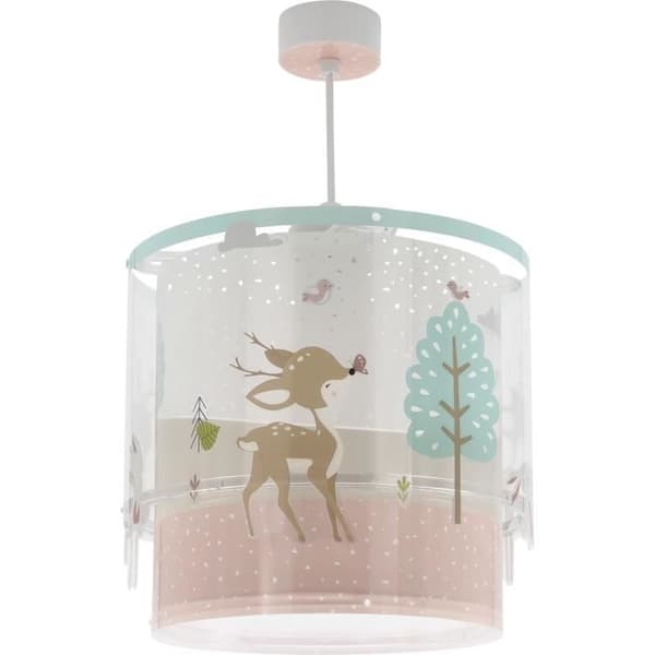 Dalber - Barnhängande lampa - Loving Deer - Rådjursmotiv, L 26 cm, H 25 cm, Vit och grön