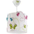 Miniatyrbild 1 av 4: Barnhängande lampa - Dalber - Fjäril - Färgglada fjärilar mönster - Vit, rosa, grön, blå - 26 cm