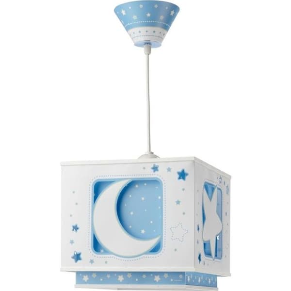 Dalber - Barnhängande lampa - Månsken - Mån och stjärnor motiv, L 24 cm, H 30 cm, Blå