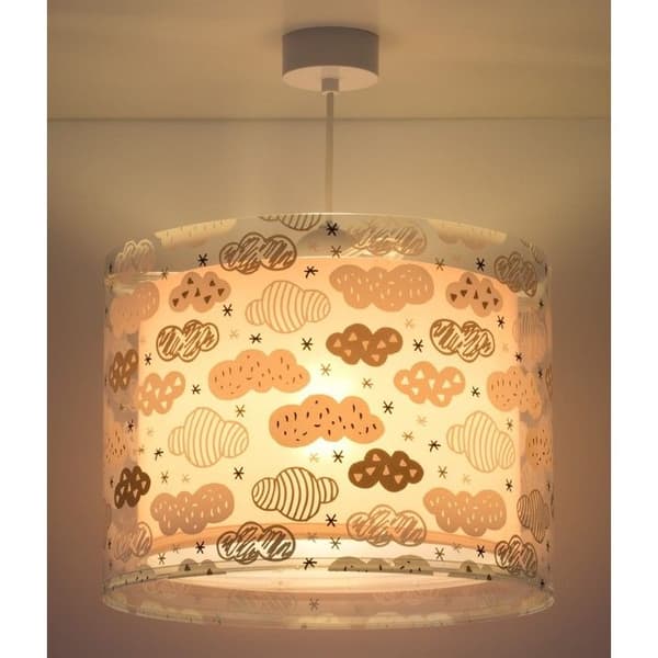 Barnsäng - DALBER - Moln motiv rosa - PVC lampskärm - L 33 cm, H 25 cm